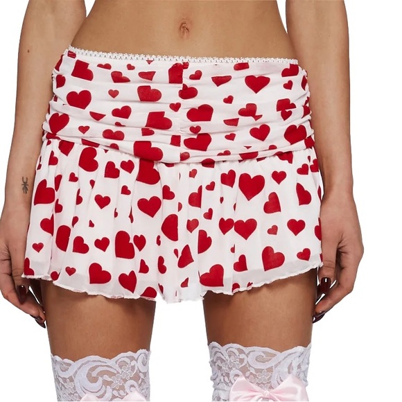 NWT SUGAR THRILLZ LOVE SURROUNDS ME RUCHED SKIRT - WHITE XS - Picture 4 of 8